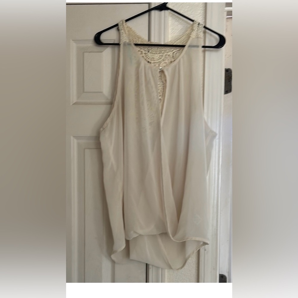 Women’s Maurice’s 0XL sheer tank with crochet back accent cream